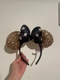 ミニーマウス カチューシャ ゴールド 黒
