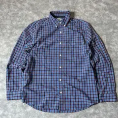 L.L.Bean チェックシャツ M-REG ブルー ボルドー 長袖　メンズ古着