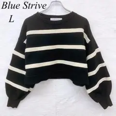 e5145 ブルーストライブ ニットセーター L ボーダー柄 ドロップショルダー
