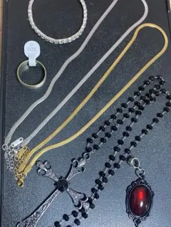 ミ*す様 ネックレスセット クロスモチーフ リング付き　134 18kgp s9