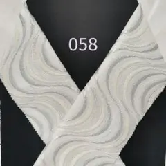 ★半襟【058】豪華ウェーブ刺繍 半衿 白銀 キモノモダン 刺繍半襟