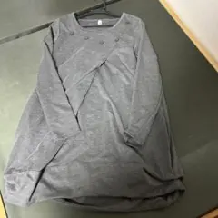 グレー 長袖 チュニック ボタン付き