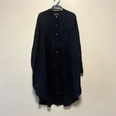 mizuiroind／ウール混バンドカラーロングシャツ
