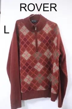 プロフ必ROVERアーガイルジップカーディガンダイヤモンド柄良L