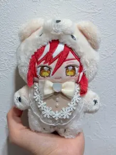 いつぬい ぬい ぬい服 スタイ ヘッドドレス レッド×ホワイト 編み物