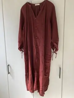 ニコアンド/前開きロングワンピース/ワインレッド