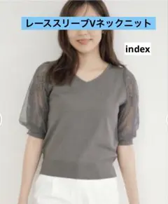 レーススリーブVネックニット index