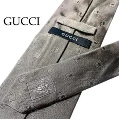 GUCCI グッチ　 スクエアG ネクタイ グレー　シルクビジネス　フォーマル