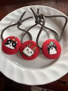 猫デザイン ヘアゴム 3個セット