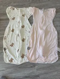 マホウノおくるみ　スワドル　Lサイズ　２枚セット　クマサン/ピンク×花柄