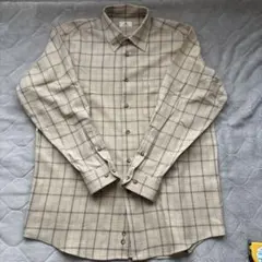 LANVIN CLASSIQUE チェック柄 長袖シャツ Lサイズ ベージュ色