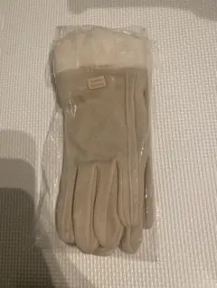 ベージュ ファー付き手袋 タッチパネル対応