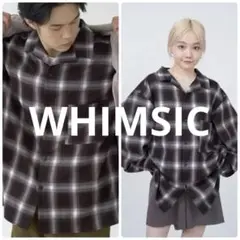 WHIMSIC ウィムジック チェック柄 長袖シャツ モノトーン ユニセックス