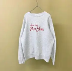 【送料込•USA製】XL 1990's NY 刺繍 グレー スウェット