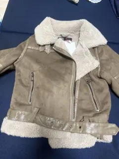 ブラウン フェイクファー ライダースジャケット