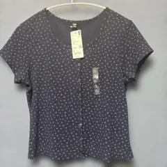 UNIQLO ワッフルフルオープンミニT ネイビー 花柄 XLのサムネイル