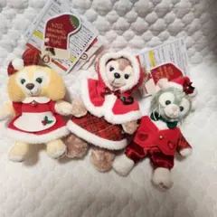 クリスマス　ダンシングスノーフレークス　　ぬいぐるみバッジ　3点セット
