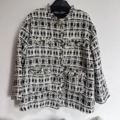BEAMS HEART ノーカラージャケット チェック柄