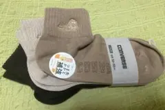 コンバース　ロゴ刺繍　ソックス　23 24 25 ラテカラー　靴下　ブラウン