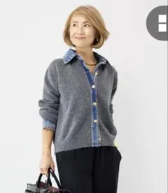 OTOHA デニム襟付きグレー長袖ニット