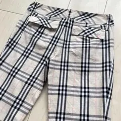 Y2K バーバリーブルーレーベル ノバチェック クロップパンツ ストレッチ