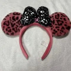 東京ディズニーリゾート ヒョウ柄カチューシャ　ピンク　レオパード　ピンク　ミニー