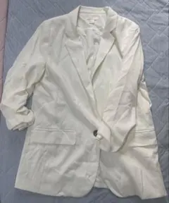 【新品汚れた　H&M テーラードジャケット ホワイト US12 XL〜3L】のサムネイル