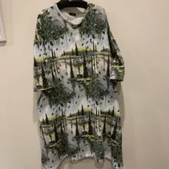 Marble SUD素敵な風景プリント七分丈ワンピース裏起毛