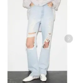 MOUSSY ダメージ ストレートデニム