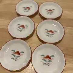 有田焼　壽山窯 豆皿 6枚　 赤絵 カブ　花文様 縁起物　手塩皿　小皿　和食器のサムネイル