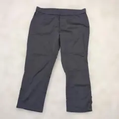 アンタイトル クロップド丈 ストレッチ パンツ ブラック ウエストゴム 裾ボタン