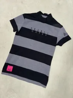 （美品）パーリーゲイツ、半袖ハイネックカットソー 、太ボーダー、サイズ00