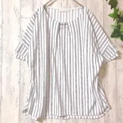 【極美品】any SiS エニィスィス ストライプ ブラウス メタルパーツ M