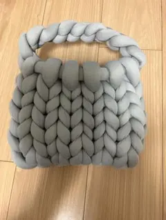 編み込みハンドバッグ グレー