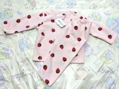 【新品未使用】いちご柄 フリース ベビーパジャマ 90cm