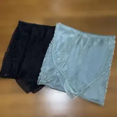 シルク風スカーフ2色セット（黒・水色）