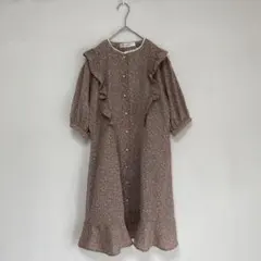 【emsexcite】フリル　クロップド　小花柄　ワンピース 前開き【M】　春