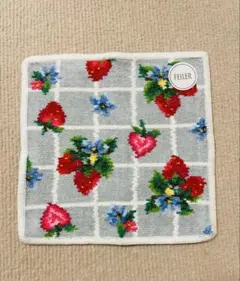 フェイラー　ミニハンカチ　ストロベリーフィールドプティ　グレー系　いちご