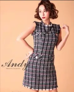 Andy チェック柄タイトドレス ミニ丈