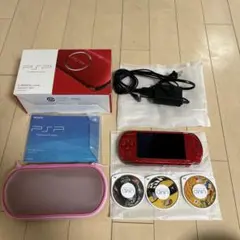 PSP 本体 3000 赤 レッド 美品 充電パック無 動作確認済 箱有 ソフト