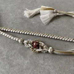 新品未使用【定価1.3万】豪華振袖用帯締め 正絹 白 ゴールド 桜