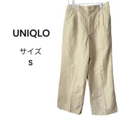 UNIQLO ユニクロ リネン ブレンド タック ワイド パンツ サイズ S