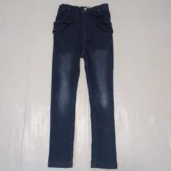 110★メゾピアノ★フリル付き！デニム風ストレッチパンツ★