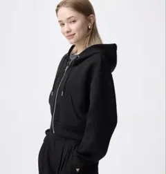 新品未使用！GU パフスウェットフルジップパーカー　ブラック