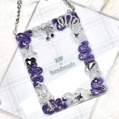 W728 ホイップデコ　硬質トレカケース 紫 白 半透明 ラメ 王冠 惑星