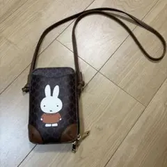 ミッフィー スマホショルダーバッグ ブラウン