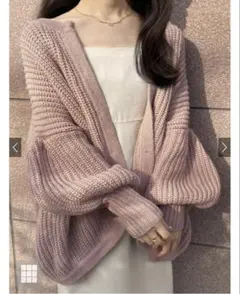 バルーンスリーブ ピンクニットカーディガン　GRL
