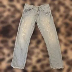 ZARA ダメージ加工 ストレートジーンズ