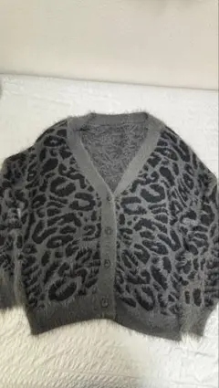 レオパード柄カーディガン 長袖 グレー