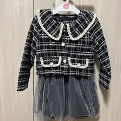 ツイード風チェック柄ワンピース　セレモニードレス